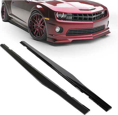 تنانير جانبية ECOTRIC متوافقة مع 2010-2015 Chevy Camaro LT LS SS نموذج تمديد الخط السفلي طقم حماية الشفاه أسود لامع in Kuwait