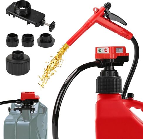 مضخة نقل وقود لاسلكية 4.5GPM مع خرطوم PVC مقاس 51 بوصة، متوافقة مع DeWalt 20V (تشمل POWERSTACK) وبطاريات Milwaukee 18V، و4 محولات ومحولات متعددة، ومضخة غاز لجزازات العشب والسيارات (أداة عارية) in Kuwait