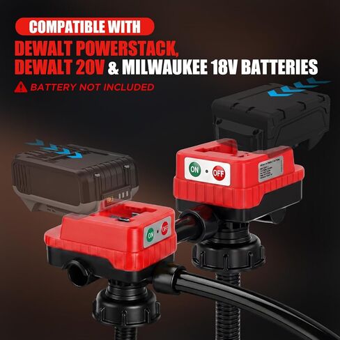 مضخة نقل وقود لاسلكية 4.5GPM مع خرطوم PVC مقاس 51 بوصة، متوافقة مع DeWalt 20V (تشمل POWERSTACK) وبطاريات Milwaukee 18V، و4 محولات ومحولات متعددة، ومضخة غاز لجزازات العشب والسيارات (أداة عارية) in Kuwait