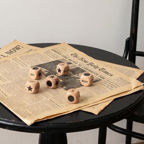 Left Right Center Game Dice 6 Pcs 16mm Standard Size Fun Left Right Roll Dice Game Set with Drawstring Bag, 6 Sided Wooden Dices for LeftRight Center Games Accessories, Easy to Store Carry in Kuwait