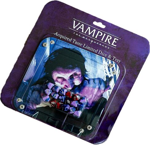 Renegade Game Studios Vampire: مجموعة النرد التنكرية - إصدار محدود من النرد متعدد السطوح باللون الأحمر الأرجواني وصينية قابلة للطي لألعاب تقمص الأدوار in Kuwait