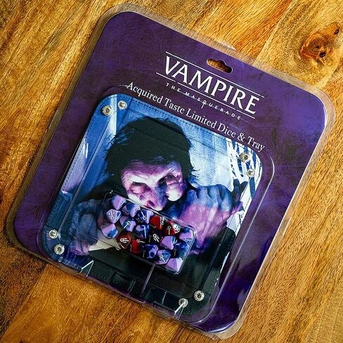 Renegade Game Studios Vampire: مجموعة النرد التنكرية - إصدار محدود من النرد متعدد السطوح باللون الأحمر الأرجواني وصينية قابلة للطي لألعاب تقمص الأدوار in Kuwait