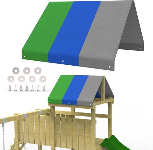 Qchengsan Swing Set Canopy Replacement,52" x 94" Playset Tarp Replacement Cover for Outdoor Playground Canopy,Waterproof Swingset Accessories,Play Set Roof Canopy for Backyard,Multi-Color in Kuwait
