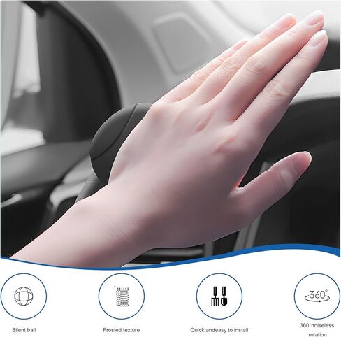 مقبض عجلة قيادة السيارة، كرة دوارة لعجلة قيادة السيارة تدور 360 درجة مع محامل معدنية، مقبض طاقة غير قابل للانزلاق، معزز مساعدة الدوران للسيارات والشاحنات والقوارب in Kuwait