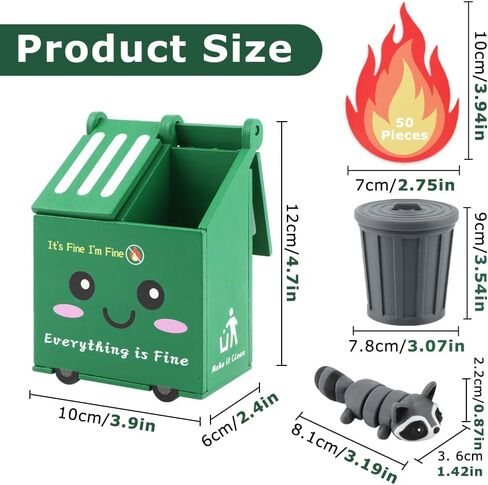 Dumpster Fire Pencil Holder with 50 Pcs Flame Note Cards, Funny Dumpster Fire Desk Organizer, Cute Desk Organizer for Office, White Elephant Gag Gift for Coworkers, Men, Women in Kuwait