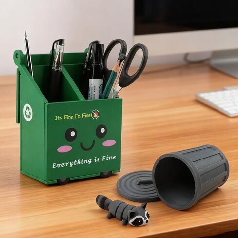 Dumpster Fire Pencil Holder with 50 Pcs Flame Note Cards, Funny Dumpster Fire Desk Organizer, Cute Desk Organizer for Office, White Elephant Gag Gift for Coworkers, Men, Women in Kuwait