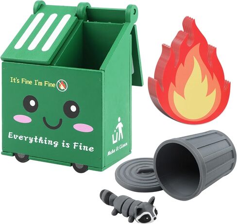 Dumpster Fire Pencil Holder with 50 Pcs Flame Note Cards, Funny Dumpster Fire Desk Organizer, Cute Desk Organizer for Office, White Elephant Gag Gift for Coworkers, Men, Women in Kuwait