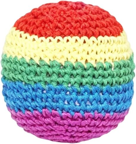 Knitted Footbag Sack for Adults, Handmade Crochet Footbags - Multi-Color Geometric Pattern Foot Bag for Coordination Training Stress Relief Outdoor Game in Saudi Arabia