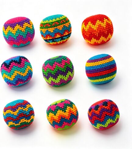 Knitted Footbag Sack for Adults, Handmade Crochet Footbags - Multi-Color Geometric Pattern Foot Bag for Coordination Training Stress Relief Outdoor Game in Saudi Arabia