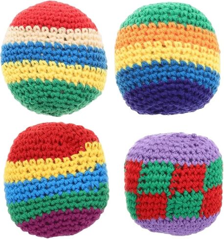 Knitted Footbag Sack for Adults, Handmade Crochet Footbags - Multi-Color Geometric Pattern Foot Bag for Coordination Training Stress Relief Outdoor Game in Saudi Arabia