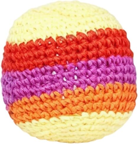Knitted Footbag Sack for Adults, Handmade Crochet Footbags - Multi-Color Geometric Pattern Foot Bag for Coordination Training Stress Relief Outdoor Game in Saudi Arabia