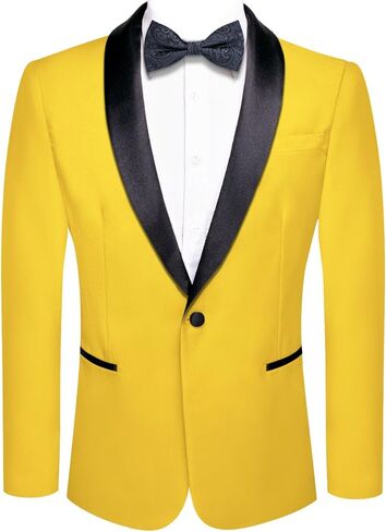 Hi-Tie Blue Gold Daisy Mens Floral Suit Blazer Shawl Lapel One Button Long Sleeve Slim Fit Dress Suit Dinner Formal in Kuwait