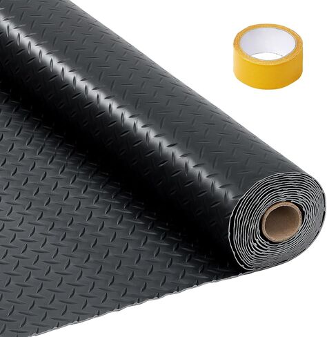 لفة حصيرة أرضية المرآب مقاس 7.5x17 قدم، غطاء أرضية المرآب PVC غير قابل للانزلاق، سطح لوحة ماسية لحماية المرآب، يناسب سيارات الدفع الرباعي والشاحنات والشاحنات الصغيرة، مقاوم للماء وسهل التنظيف لمواقف السيارات الداخلية in Kuwait