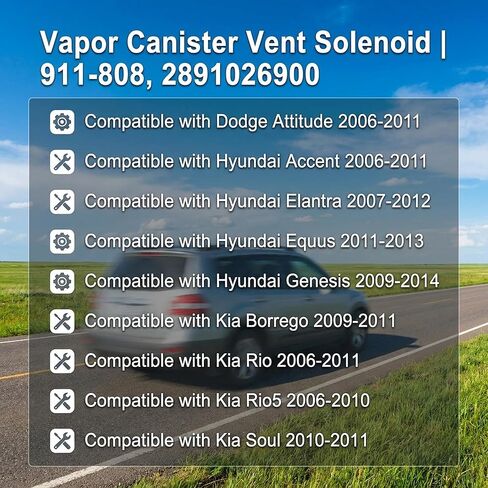 الملف اللولبي لعلبة تنفيس الكربون متوافق مع Hyundai Accent 2006-2011، Elantra 2007-2012، Equus 2011-2013، Genesis 2009-2014، Kia Rio/Rio5 2006-2011، Soul، Borrego، Dodge Attitude 2006-2011 in Kuwait