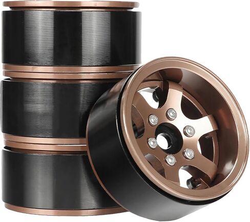4PCS 1.55'' Beadlock Alloy 6-Spoke Aluminum Wheels Rims -4.4mm/+2.8mm Offset Changeable for RC 1/10 Crawler Car for Axial 90069 Tamiya D90 TF2 LC70 LC80 MN98 (Silver) in Kuwait