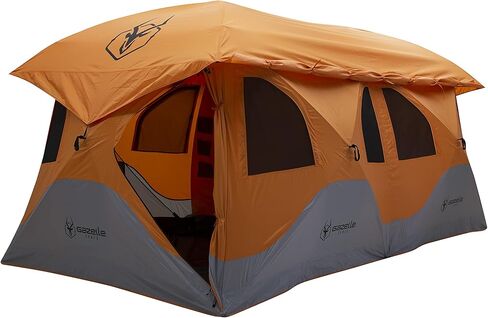 Gazelle Tents™, T8 Hub Tent, Easy 90 Second Set-Up, Waterproof, UV Resistant, Removable Floor, Ample Storage Options, 8-Person, Sunset Orange, 78" x 94" x 165", GT800SS in Saudi Arabia