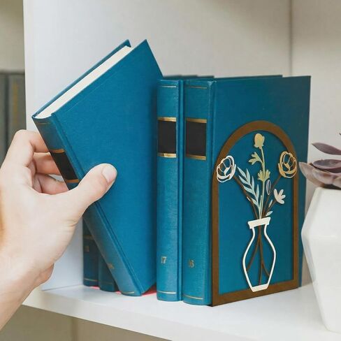6 أزواج من نهايات الكتب المعدنية الملونة على شكل زهرة ملونة للأرفف، سدادة كتب غير قابلة للانزلاق، حامل رف الزهور للمنزل والمكتب والكتب الثقيلة in Kuwait