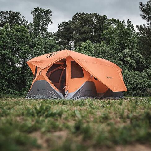 Gazelle Tents™, T8 Hub Tent, Easy 90 Second Set-Up, Waterproof, UV Resistant, Removable Floor, Ample Storage Options, 8-Person, Sunset Orange, 78" x 94" x 165", GT800SS in Saudi Arabia