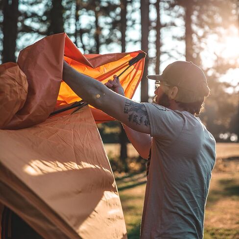 Gazelle Tents™, T8 Hub Tent, Easy 90 Second Set-Up, Waterproof, UV Resistant, Removable Floor, Ample Storage Options, 8-Person, Sunset Orange, 78" x 94" x 165", GT800SS in Saudi Arabia