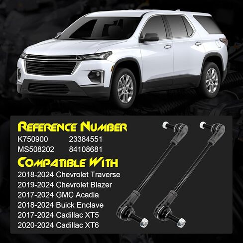 قطعتان من وصلة نهاية قضيب التثبيت الأمامي، متوافقة مع Chevy Traverse 2018-2024، Blazer 2019-2024، GMC Acadia 2017-2024، Buick Enclave 2018-2024، Cadillac XT5 2017-2024، XT6 2020-2024 in Kuwait