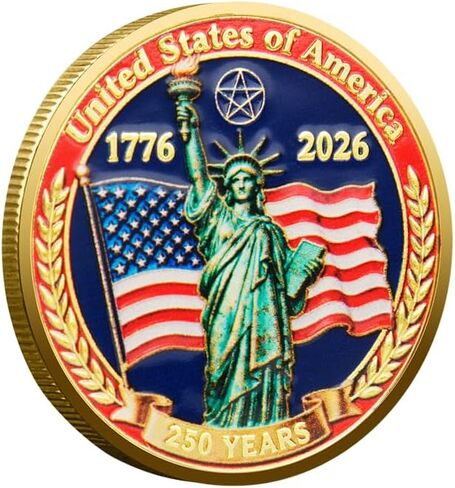 USA 250th Anniversary Commemorative Coin 1776-2026, America 250 Merchandise Patriotic Collectible Coin with Liberty Bell & Bald Eagle Design, 250 Year American Anniversary Coin for Collectors (G) in Kuwait