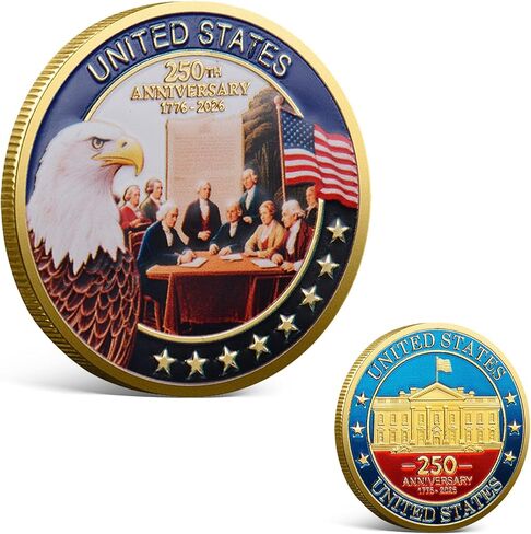 USA 250th Anniversary Commemorative Coin 1776-2026, America 250 Merchandise Patriotic Collectible Coin with Liberty Bell & Bald Eagle Design, 250 Year American Anniversary Coin for Collectors (G) in Kuwait