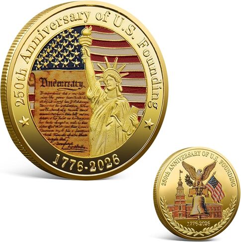 USA 250th Anniversary Commemorative Coin 1776-2026, America 250 Merchandise Patriotic Collectible Coin with Liberty Bell & Bald Eagle Design, 250 Year American Anniversary Coin for Collectors (G) in Kuwait