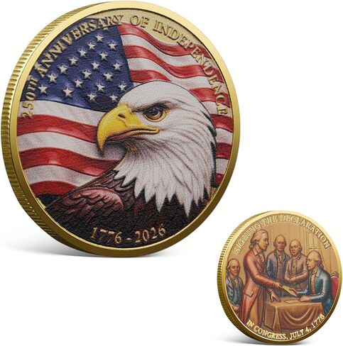 USA 250th Anniversary Commemorative Coin 1776-2026, America 250 Merchandise Patriotic Collectible Coin with Liberty Bell & Bald Eagle Design, 250 Year American Anniversary Coin for Collectors (G) in Kuwait