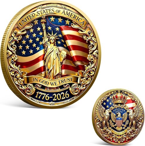 USA 250th Anniversary Commemorative Coin 1776-2026, America 250 Merchandise Patriotic Collectible Coin with Liberty Bell & Bald Eagle Design, 250 Year American Anniversary Coin for Collectors (G) in Kuwait