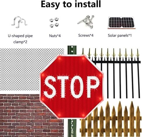 High Visibility Aluminum Solar Stop Sign with LED Lights - Durable Octagon Traffic Warning Sign for Streets, Roads, School Zones, and Parking Lots in Saudi Arabia