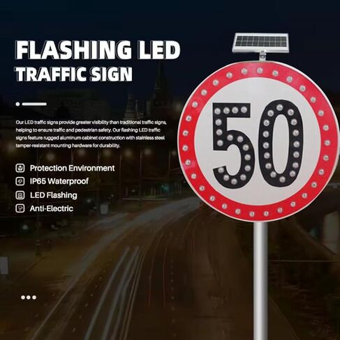 لافتة حد للسرعة LED تعمل بالطاقة الشمسية مقاس 24 بوصة - إشارة مرور من الألومنيوم مقاومة للماء، تحذير وامض للسلامة على الطرق، استخدام متين في الهواء الطلق، رؤية وأمان معززين in Kuwait