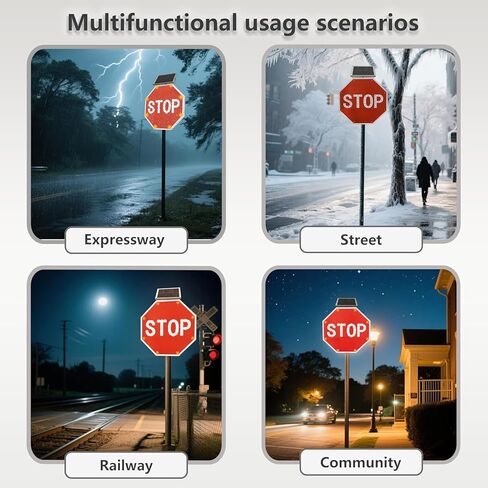 24" Solar-Powered LED Flashing Traffic Stop Sign - Illuminated Road Sign with Engineer Grade Reflective Film for Enhanced Visibility and Safety in Kuwait