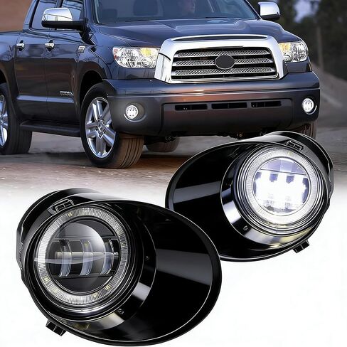 مصابيح ضباب LED مع مصابيح تشغيل نهارية متوافقة مع Toyota Tundra 2007 2008 2009 2010 2011 2012 2013، مجموعة مصابيح الضباب سيكويا 2008-2011 مناسبة لمصباح الضباب الأصلي للقيادة in Saudi Arabia