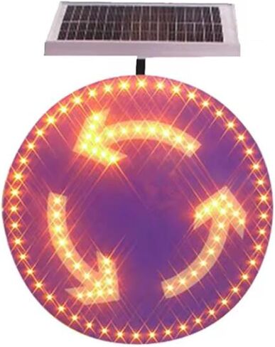 لافتة مرور LED تعمل بالطاقة الشمسية مقاس 24 بوصة - مؤشر تحذير دائري عالي السطوع، علامة أمان طريق متينة من الألومنيوم وصديقة للبيئة لتعزيز الرؤية in Kuwait