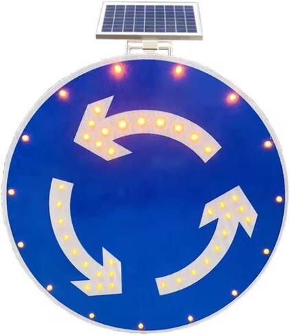 لافتة مرور LED تعمل بالطاقة الشمسية مقاس 24 بوصة - مؤشر تحذير دائري عالي السطوع، علامة أمان طريق متينة من الألومنيوم وصديقة للبيئة لتعزيز الرؤية in Kuwait