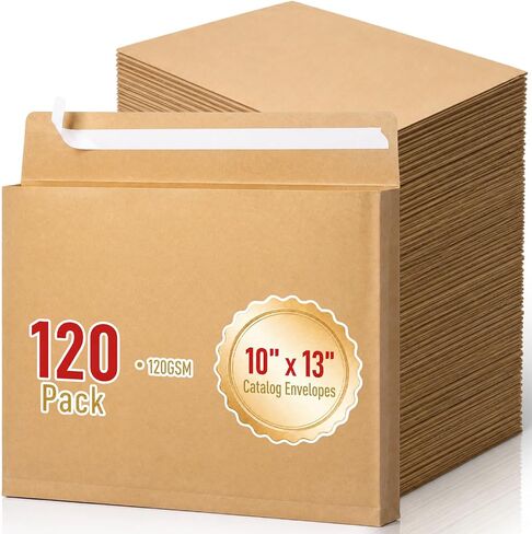 120 حزمة 10 "× 13" مغلفات كتالوج قابلة للتوسيع مانيلا بريدية كبيرة كرافت وثيقة مغلفات ذاتية الختم شديدة التحمل للمجلات والصور والمكتب المنزلي والمدرسة استخدام الأعمال in Kuwait