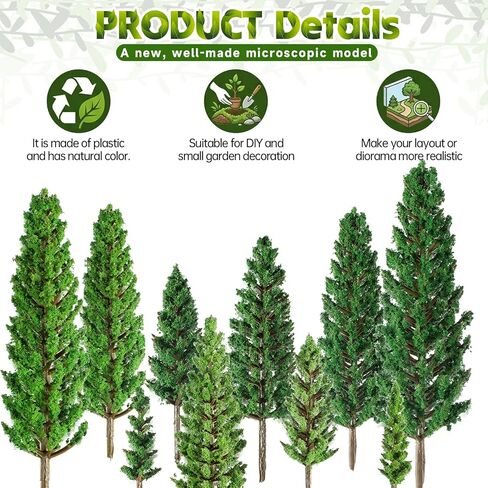 29 Pcs Mixed Model Trees, 1.3-5.3 Inch Garden Accessories Diorama Trees Mini Fake Flower Tree Miniature Tree Model Train Railroad Scenery for Crafts, Building Model, DIY Landscape, Natural Green in Kuwait