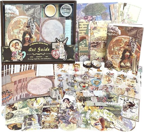 BoomTeck Vintage Aesthetic Scrapbooking Supplies, Bullet Junk Journal Kits with Scrapbook Paper, Washi Stickers, A6 Grid Notebook - DIY Craft Journaling Gift for Teen Girl Adult (Butterfly Garden) in Kuwait