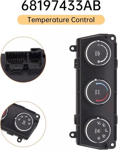 لوحة تحكم مكيف الهواء للتحكم في درجة الحرارة 68197433AB 68197433AA مناسبة لسيارة Wrangler JK 2018، لسيارة Jeep لسيارة Wrangler 2014-2017 (يدوية، تتضمن مكيف هواء وزجاج خلفي مُسخن) in Kuwait