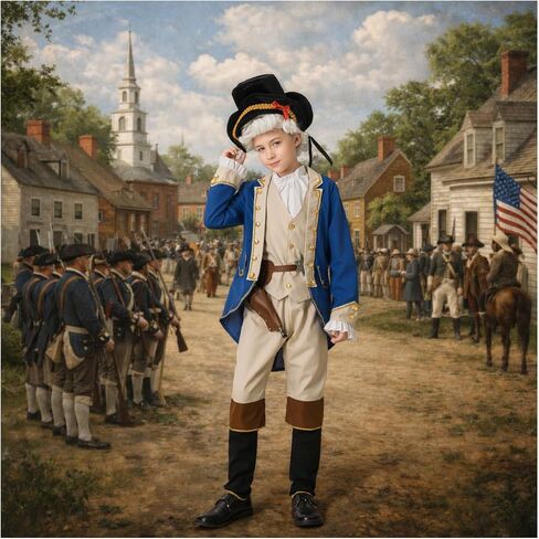 George Washington Costume Boys Colonial Patriot Revolutionary War Founding Father Hamilton Costume Kids Boys in Saudi Arabia