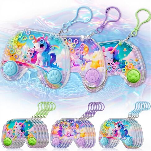 Cleboen 12 Pack Handheld Water Games for Kids, Water Ring Toss Handheld Games Unicorn Party Favors Goodie Bag Stuffers Classroom Rewards for Boys Girls, Stress-Relief Car Games Travel Toys for Kids in Kuwait
