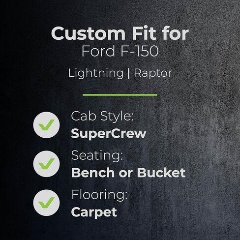سجادات أرضية السيارة من سمارت تشويس تناسب سيارات Ford F-150 2015-2026 - صنع في الولايات المتحدة الأمريكية - أسود - مجموعة كاملة للصف الأول والثاني in Kuwait