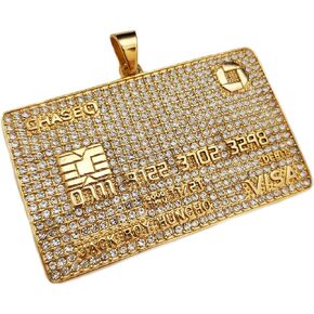 Iced Hip Hop Stainless Steel Lab Diamond Large Credit Card Bling Charm Pendant
