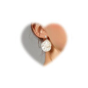 Boho Pearl Shell Earrings Shell Dangle Drop Earrings Pearl Stud Earrings White Shell Drop Earrings Jewelry for Women and Girls Gifts