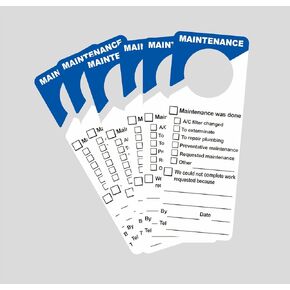 Maintenance Door Hanger Tags,3.5X 9.5 inch 50pcs Blue Maintenance Plastic Hang Tag