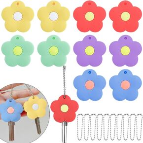 10 Pcs Flower Key Caps Silicone Key Ring Covers Tags Keychain Case Shell Key Protector Caps Identifier Rings Combination Key Key Caps Covers Tags Handy Key Ring Holder for Distinguishing Keys
