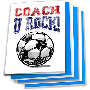 3-Pack Soccer Coach U Rock! 3-Pack (5x7) Greeting Thank You Cards Set Awesome for Soccer Players, Teams, Coaches, Family and Fans - Your Coaches Will Love 'Em!