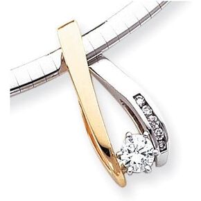 Solid 14k Yellow and White Gold Two Tone Peg Set Slide Pendant Charm Mounting - 27mm x 12mm