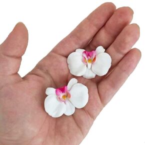White orchid flower earrings studs polymer clay handmade jewelry