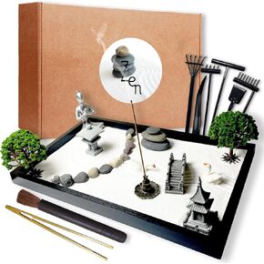 مجموعة أدوات حديقة زن الصغيرة للمكتب والطاولة المنزلية، أداة التأمل، هدية للزوجة والأم والصديقة والجدة - تشمل شجرة صناعية، بوذا، باغودا، مكانة المصباح... (حديقة زن-1) in Kuwait